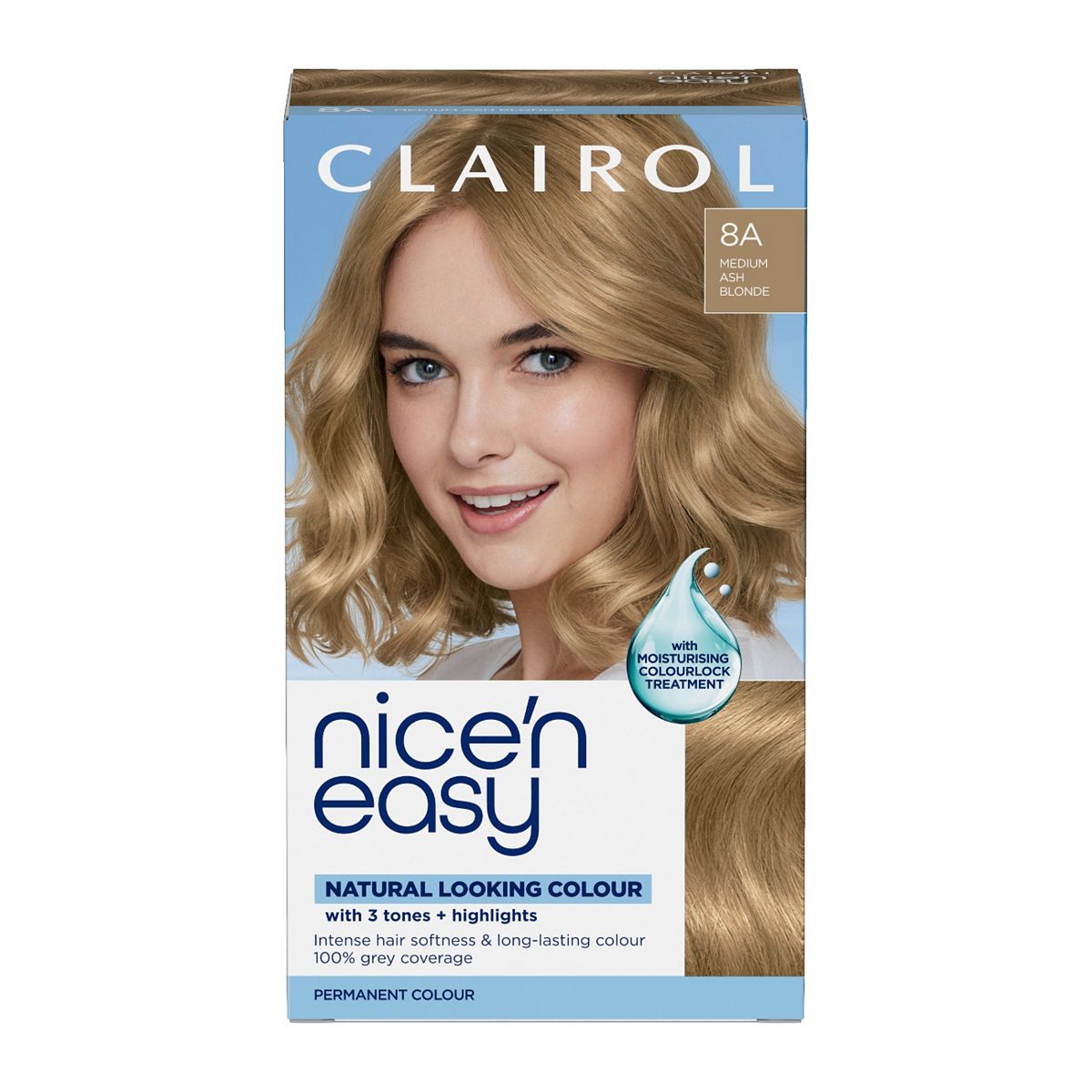 Clairol Nice'n Easy Crème Oil Infused Permanent Hair Dye 8A Medium Ash Blonde 177ml