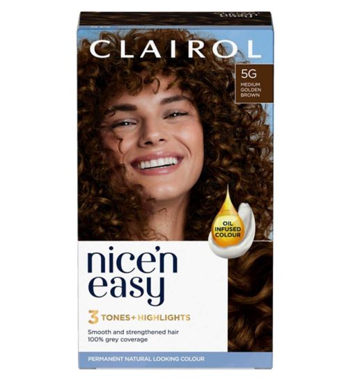 Clairol Nice'n Easy Crème Oil Infused Permanent Hair Dye 5G Medium Golden Brown 177ml