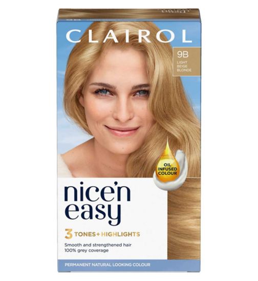 Clairol Nice'n Easy Crème Oil Infused Permanent Hair Dye 9B Light Beige Blonde 177ml