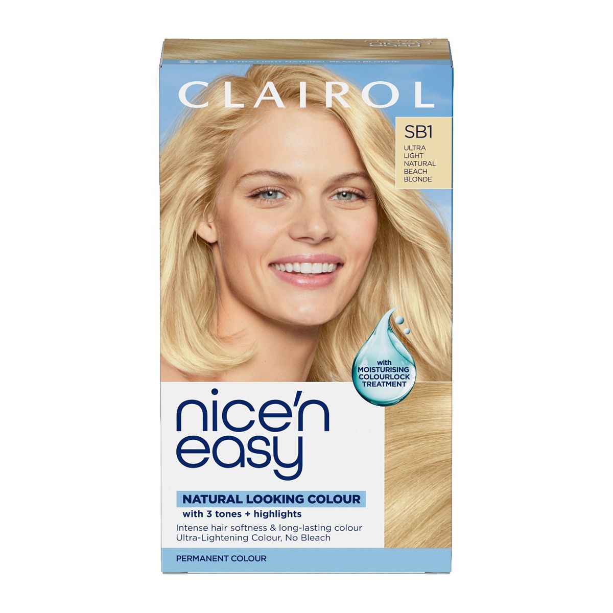 Clairol Nice'n Easy Crème Oil Infused Permanent Hair Dye Sb1 Ultra Light Natural Beach Blonde 177ml