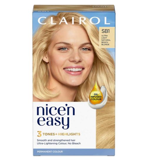 Clairol Nice'n Easy Crème Oil Infused Permanent Hair Dye SB1 Light Natural Beach Blonde 177ml