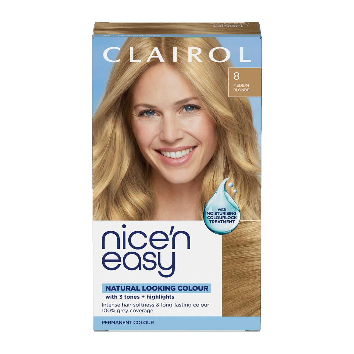 Clairol Nice'n Easy Crème Oil Infused Permanent Hair Dye 8 Medium Blonde 177ml