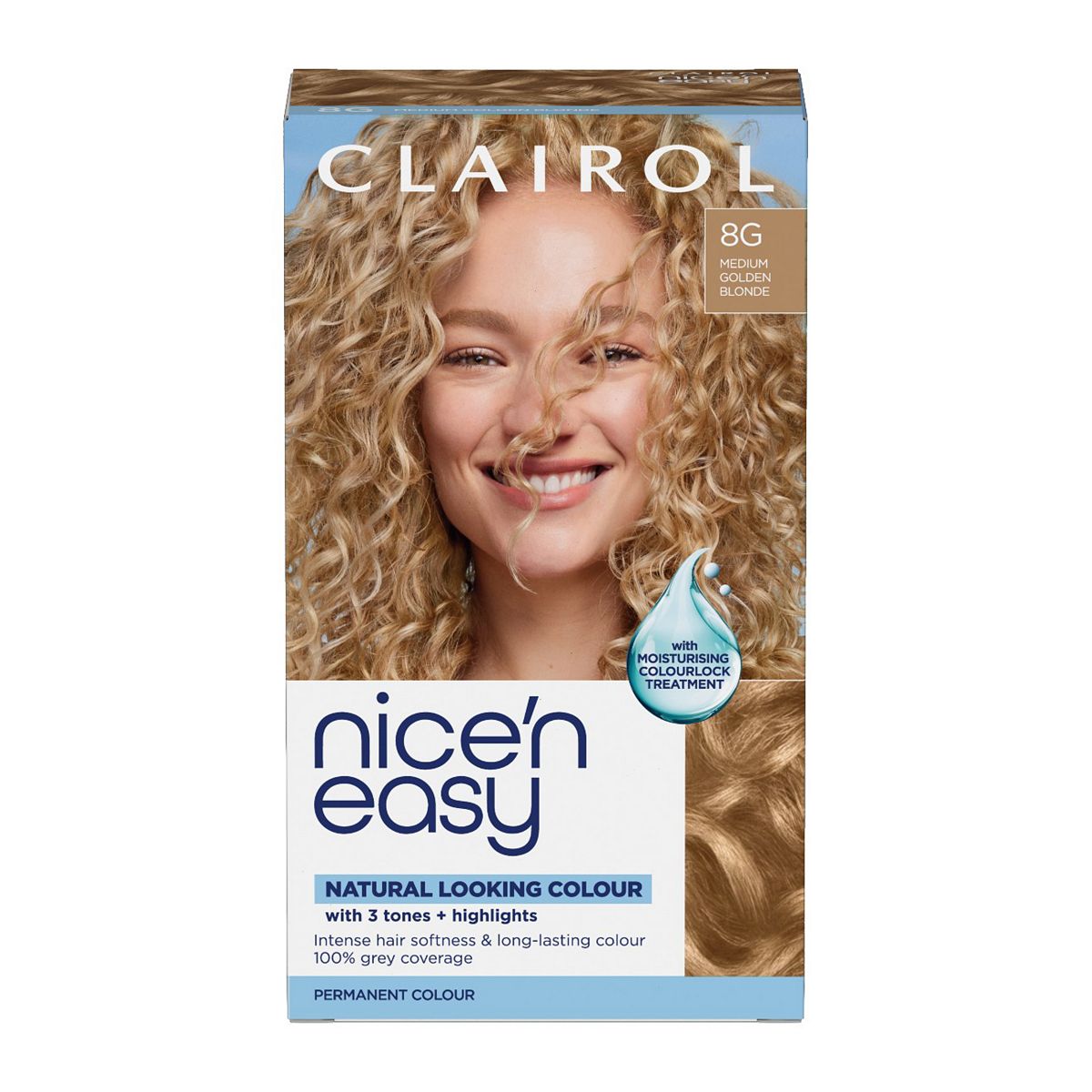 Clairol Nice'n Easy Crème Oil Infused Permanent Hair Dye 8G Medium Golden Blonde 177ml