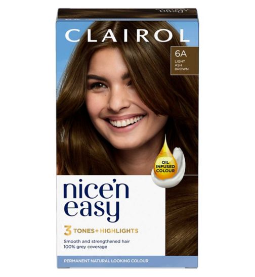 Clairol Nice'n Easy Crème Oil Infused Permanent Hair Dye 6A Light Ash Brown 177ml