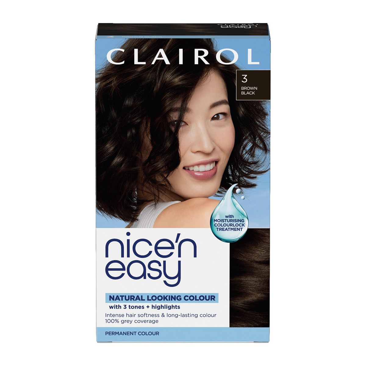Clairol Nice'n Easy Crème Oil Infused Permanent Hair Dye 3 Brown Black 177ml