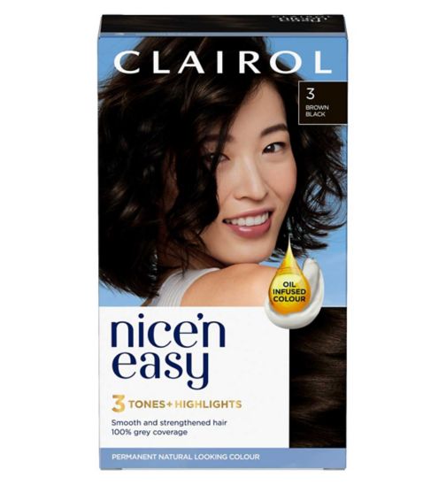 Clairol Nice'n Easy Crème Oil Infused Permanent Hair Dye 3 Brown Black 177ml