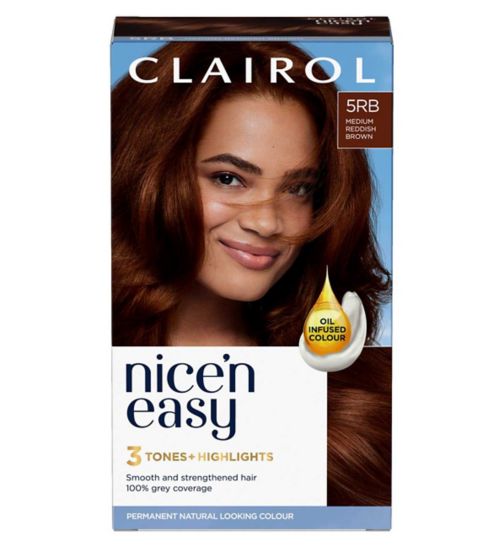 Clairol Nice'n Easy Crème Oil Infused Permanent Hair Dye 5RB Medium Reddish Brown 177ml