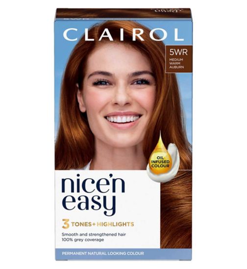 Clairol Nice'n Easy Crème Oil Infused Permanent Hair Dye 5WR Medium Warm Auburn 177ml