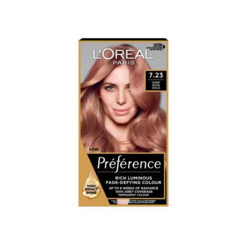 L’Oréal Paris Preference Permanent Hair Dye, Luminous Colour, Dark Rose Gold 7.23
