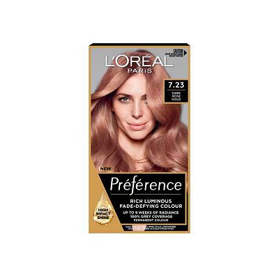 LOral Paris Preference Permanent Hair Dye, Luminous Colour, Dark Rose Gold 7.23