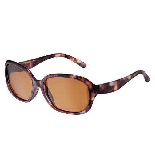 Boots Ladies Polarised Sunglasses - Purple and Brown Marble Print Frame