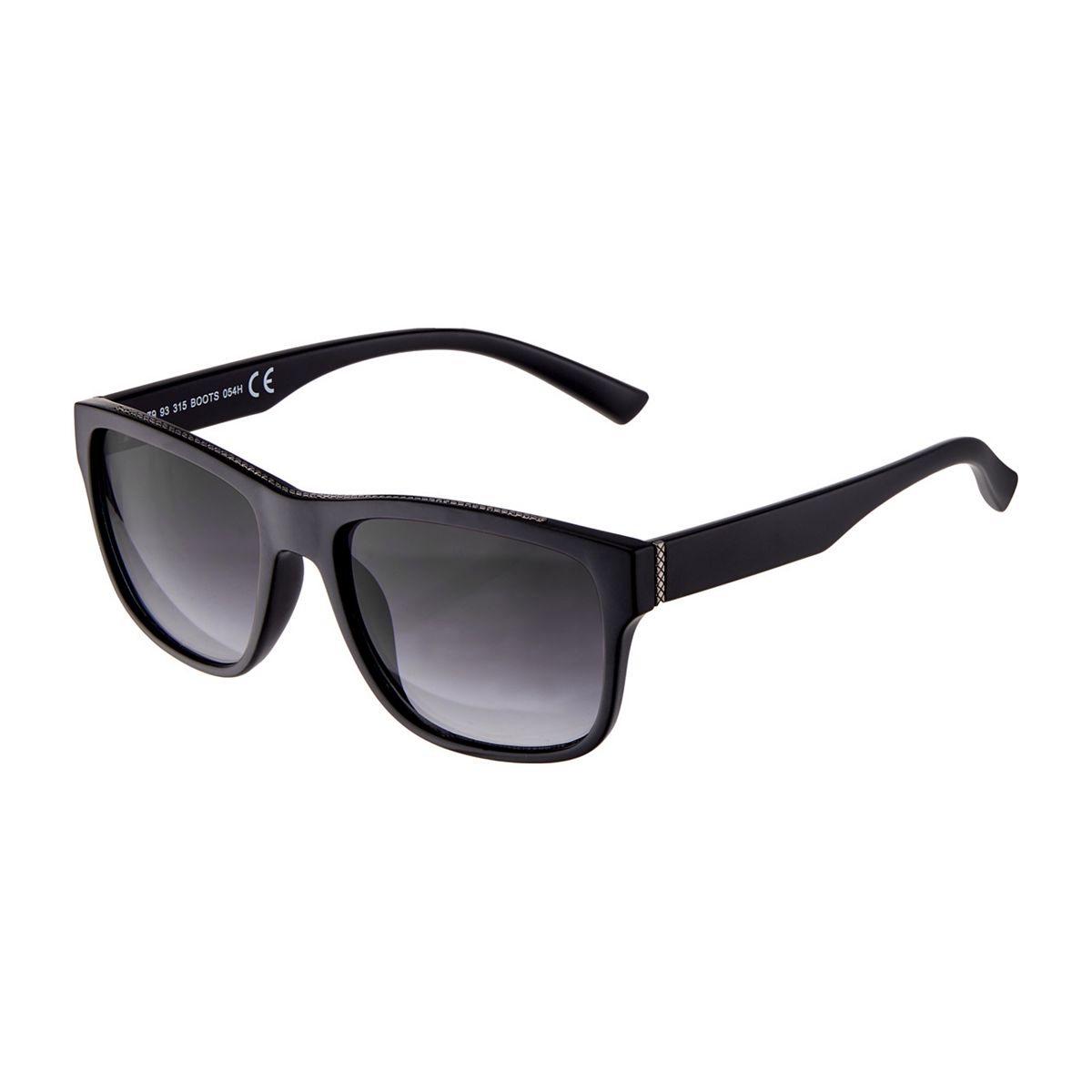   Men's Black Matt Square Sunglasses With Gunmetal Temples Multicolor