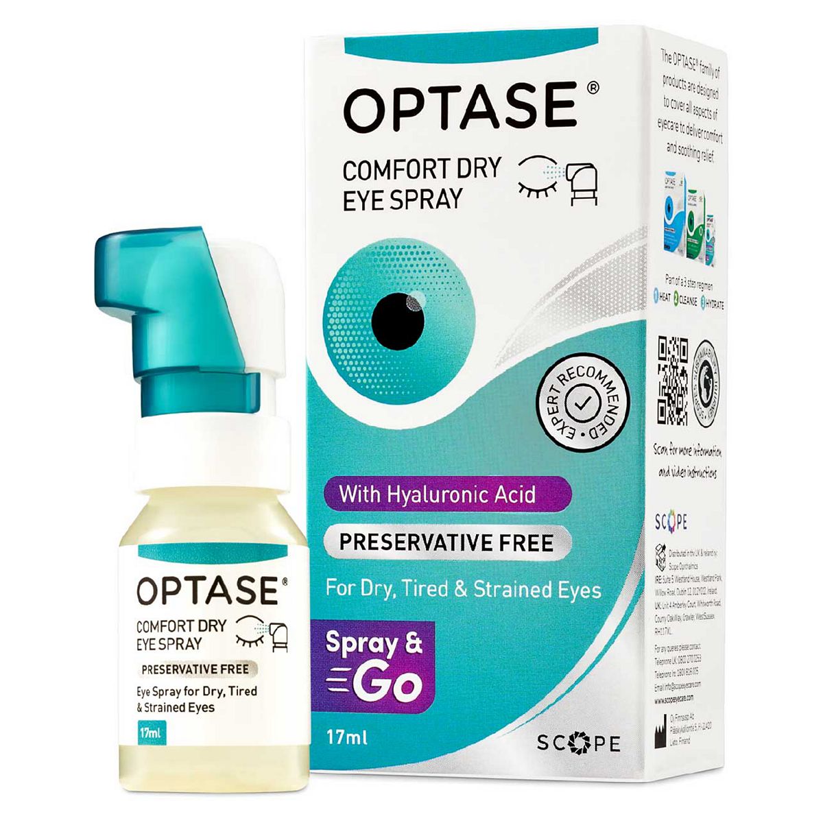 Optase Comfort Dry Eye Spray - For Dry, Tired, Irritated And Strained Eyes Eyelids 300 Sprays 17Ml