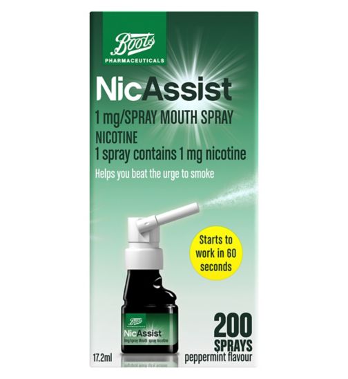 Boots NicAssist 1mg/Spray Mouth Spray Nicotine 17.2ml