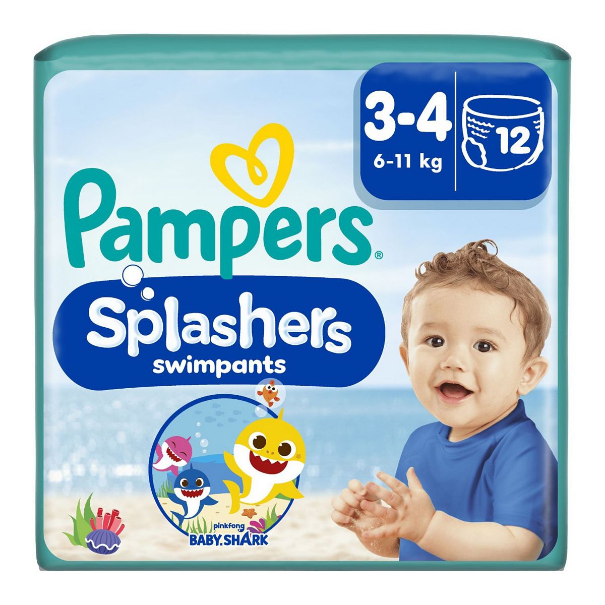 Pampers Splashers Baby Shark Edition Size 3 12 6Kg-11Kg Disposable Swim Nappy Pants