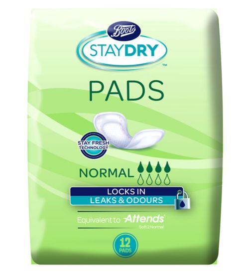 Staydry Normal Pads for Light to Moderate Incontinence - 12 Pack