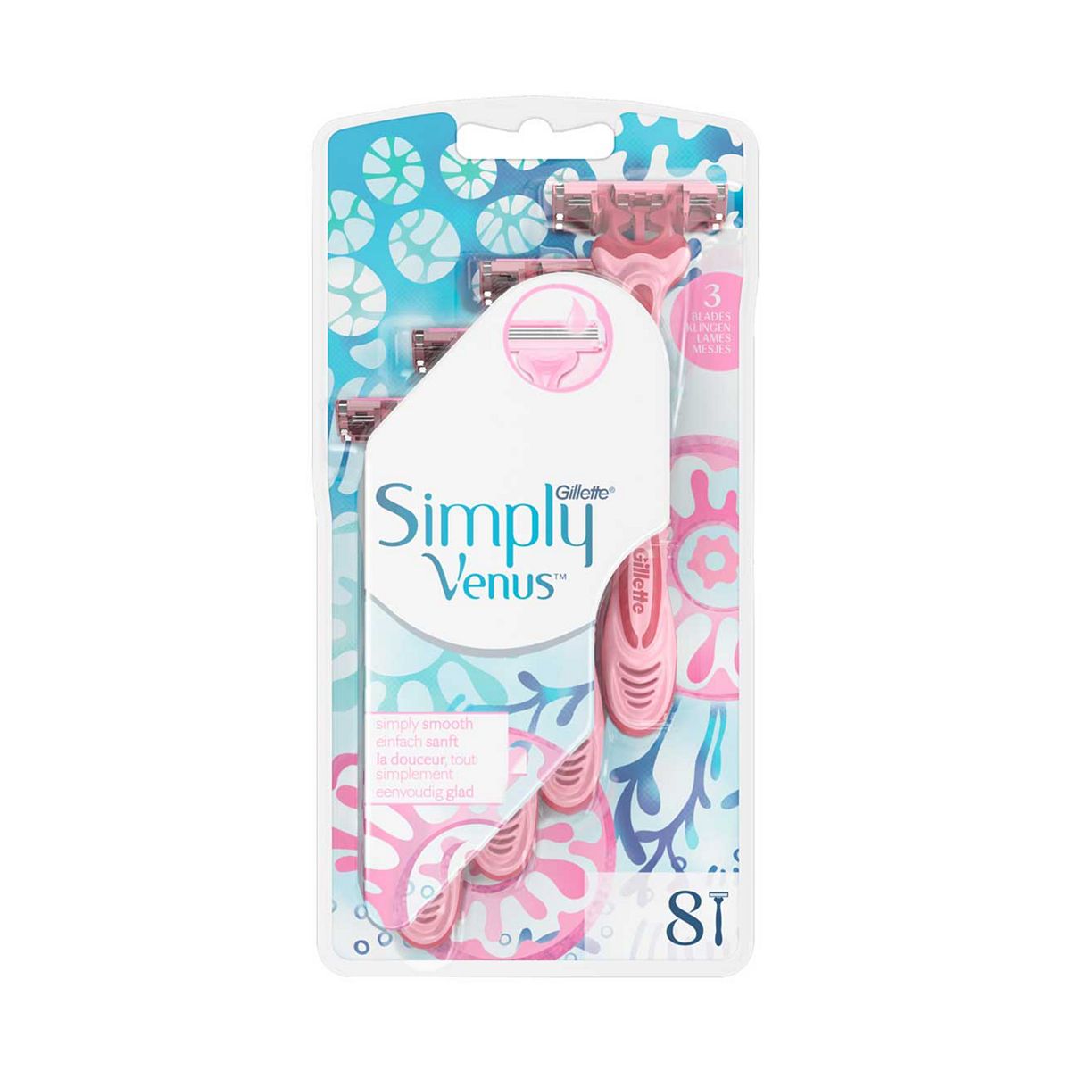 Gillette Venus Razors, Simply 3 Blade Disposable Women's 8 Pack