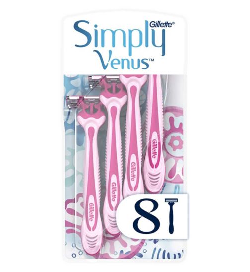 Gillette Simply Venus 3 Women's Disposable Razors, 8 Pack