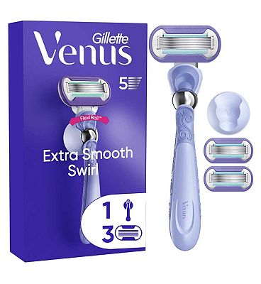 Gillette Venus Razor, PRO ComfortGlide Pomegranate Scented Tropical 5 Blade Women's Razor + 3 Razor Blades + Shower Hook