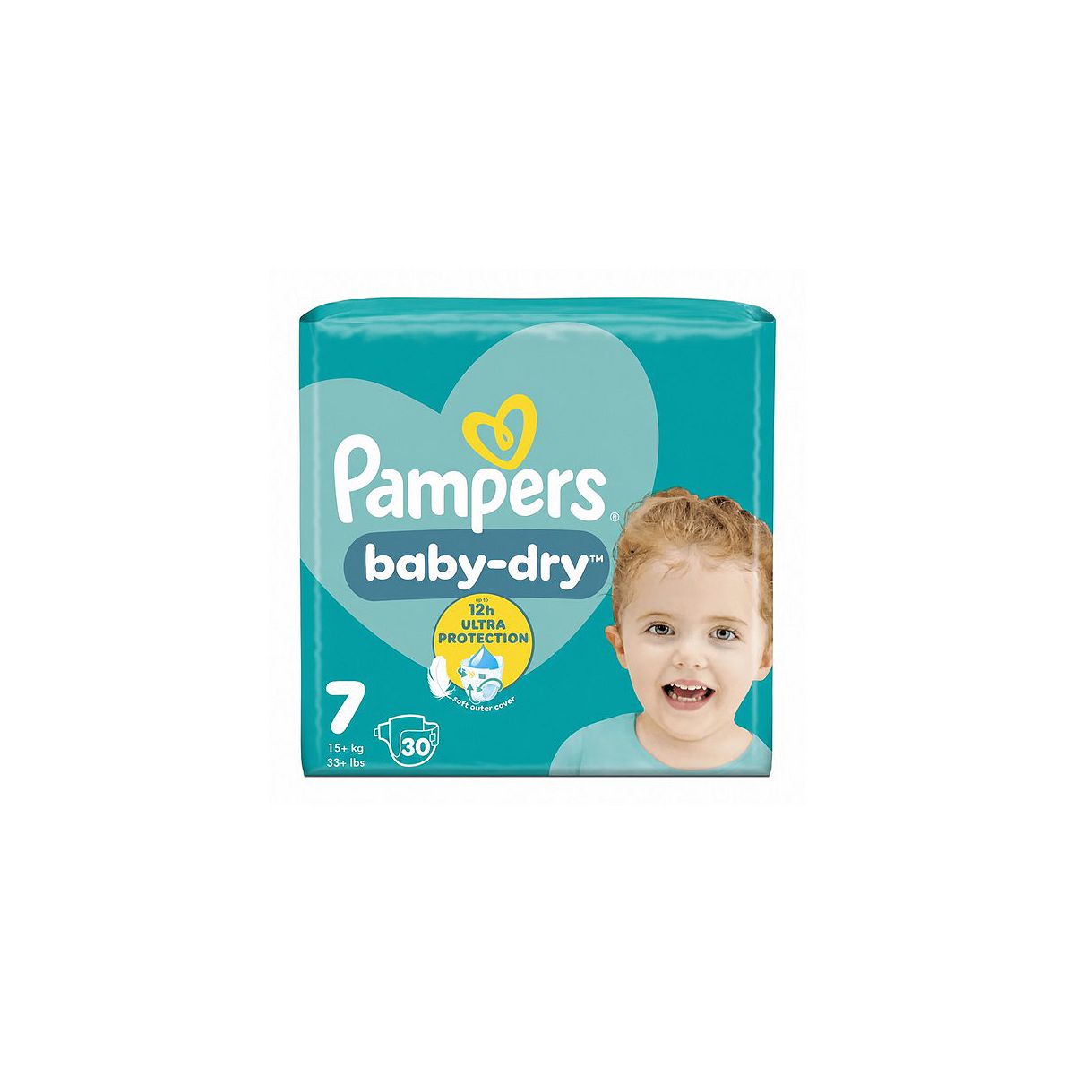 Pampers Baby-Dry Size 7, 30 Nappies, 15Kg+, Essential Pack