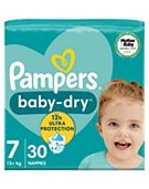 Pampers Baby-Dry Size 7, 30 Nappies, 15kg+, Essential Pack