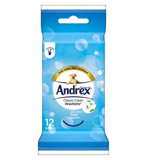Andrex Classic Clean Washlets to Go - 12 Flushable Wipes