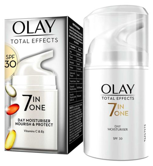 Olay Total Effects SPF 30, 7 in 1 Anti-Ageing Moisturiser, 50ml, Our Strongest SPF Protection