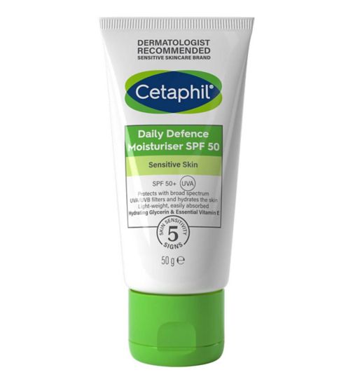 Cetaphil Daily Defence Moisturiser Broad Spectrum SPF 50+ for Sensitive Skin 50g