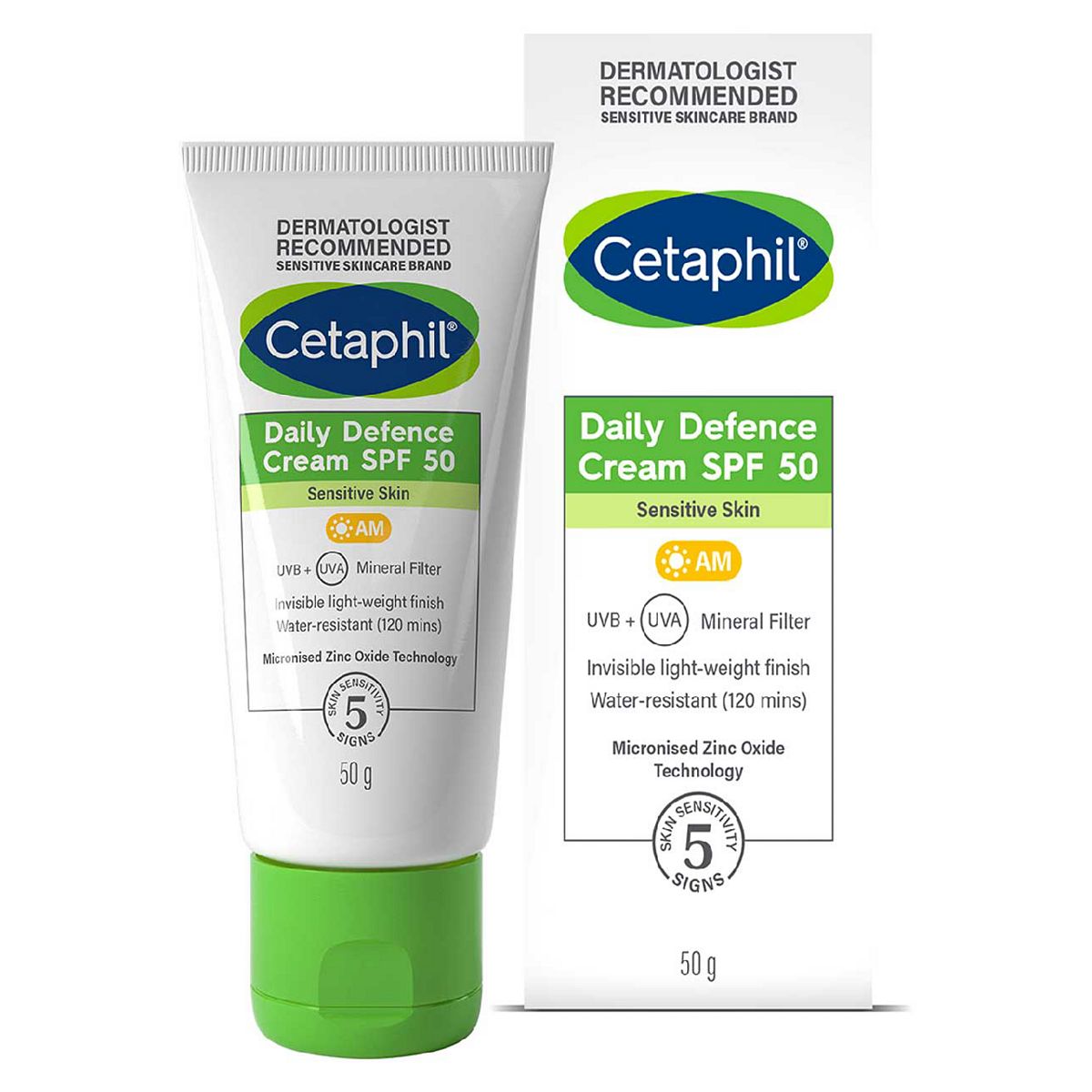 Cetaphil Daily Defence Cream Spf50, With Uva/uvb Filters For Sensitive Skin, 50g
