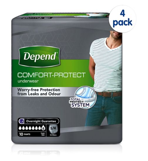 Depend Comfort Protect for Men Small/Medium - 40 Pants (4 pack bundle)