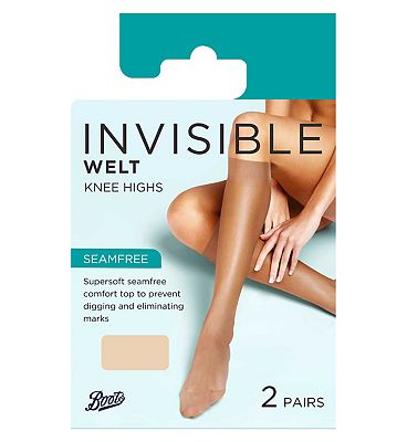 Boots Invisible Welt Knee High 2 pair pack Nude One Size