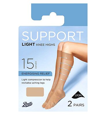Boots Light Support Knee High 2 pair pack Natural Tan Wide Fit