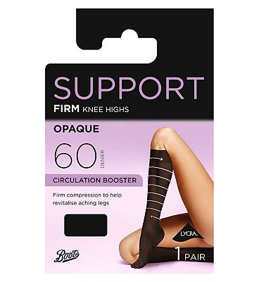 Boots Firm Support 60 Denier Opaque Knee Highs 1 pair pack Black One Size
