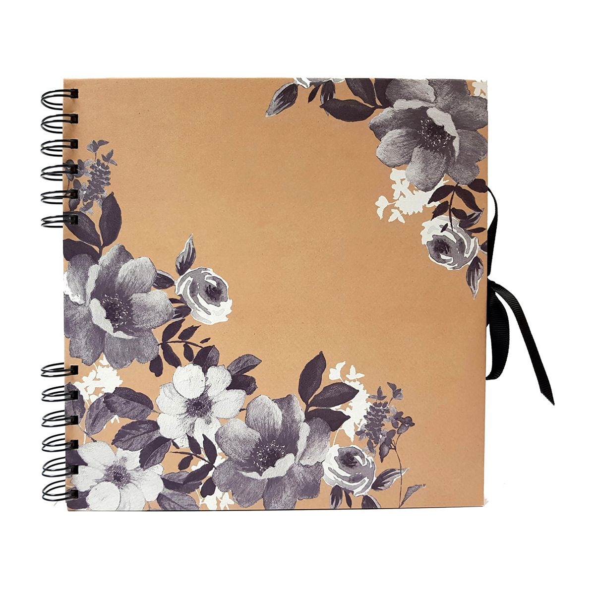 Anker Grey Floral And Plain Kraft Scrapbook 40 Sheet
