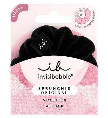 invisibobble SPRUNCHIE Black, Scrunchie with Spiral Hair Tie