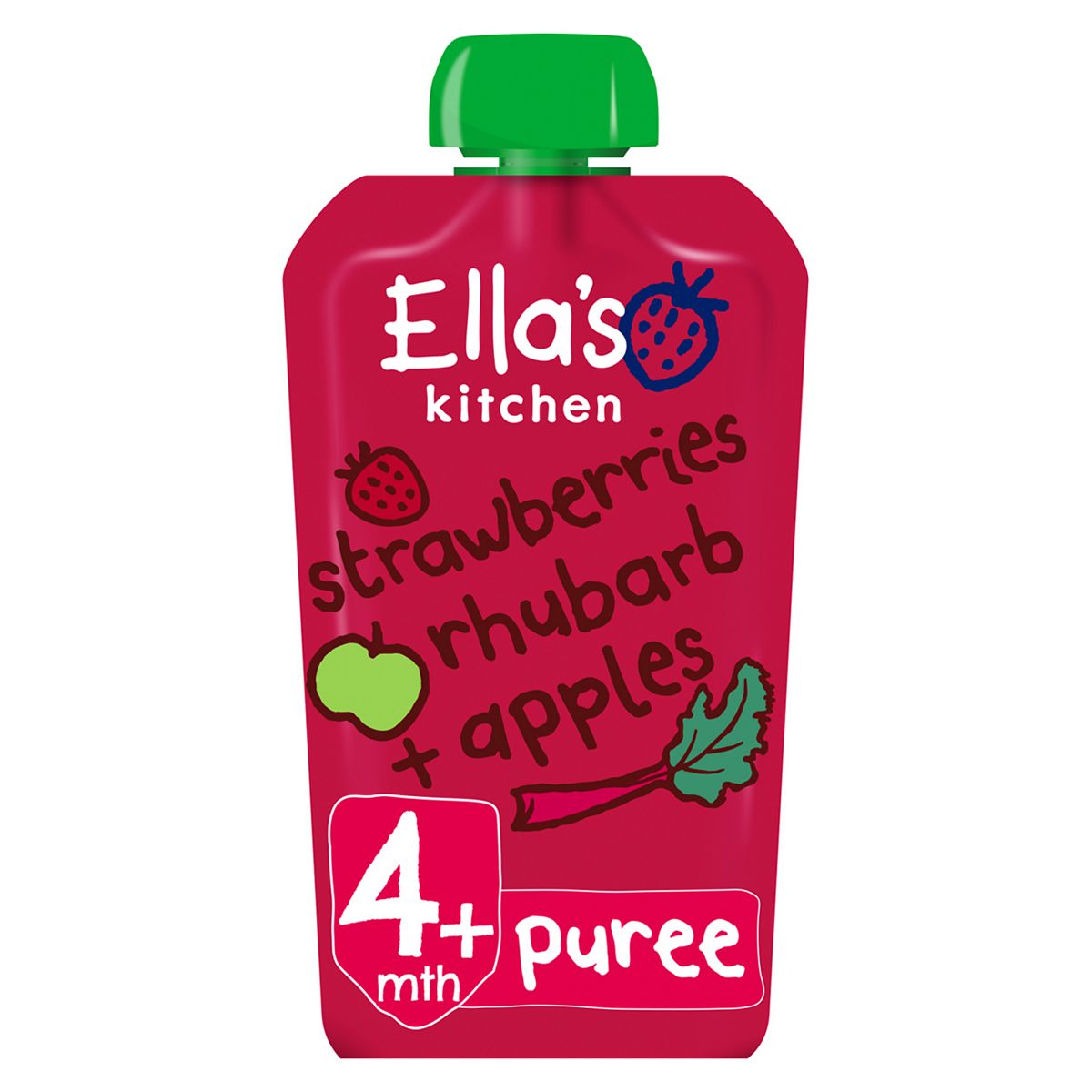 Ella's Kitchen Organic Strawberries, Rhubarb And Apples Baby Food Pouch 4+ Months 120G