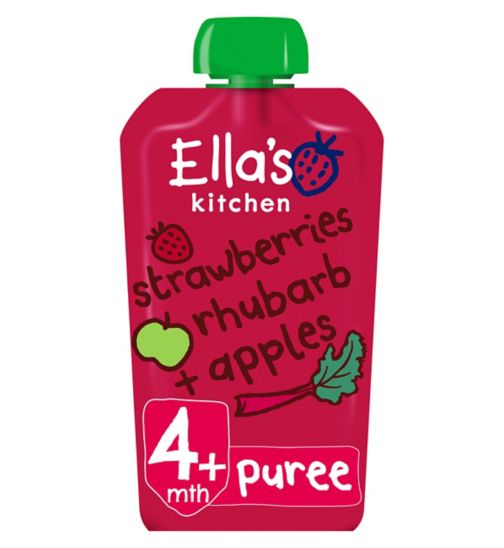 Ella's Kitchen Organic Strawberries, Rhubarb + Apples Baby Food Pouch 4+ Months 120g