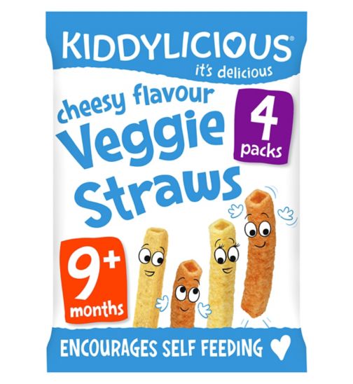 Kiddylicious Veggie Straws, cheesy, baby snack, 9months+, multipack, 4x12g