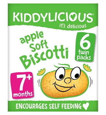 Kiddylicious Biscotti, apple, baby snack, 7 months+, multipack, 6x20g
