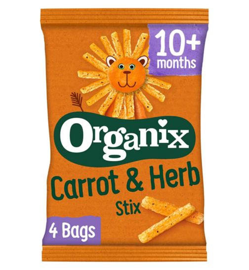 Organix Melty Carrot Puffs Organic Baby Finger Food Snack Multipack 4x18g