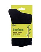 Boots Lightweight Bamboo Socks 2 pair pack Black Size 4-7