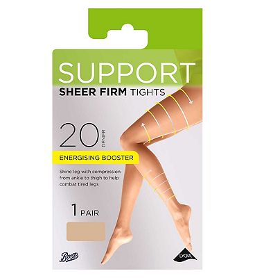 Boots 20 Denier Firm Support Tights 1 pair pack Natural Tan Small