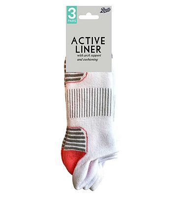Boots Performance Active Cotton Liners 3 pair pack Size 4-7