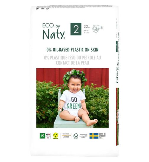 Naty Size 2, 33 Eco Nappies, 3-6kg