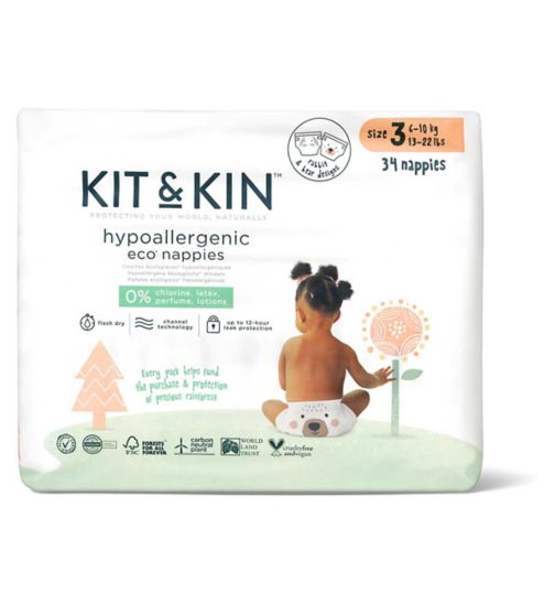 Kit & Kin Eco Nappies Size 3, 32 pack, 6-10kg/13-22lbs