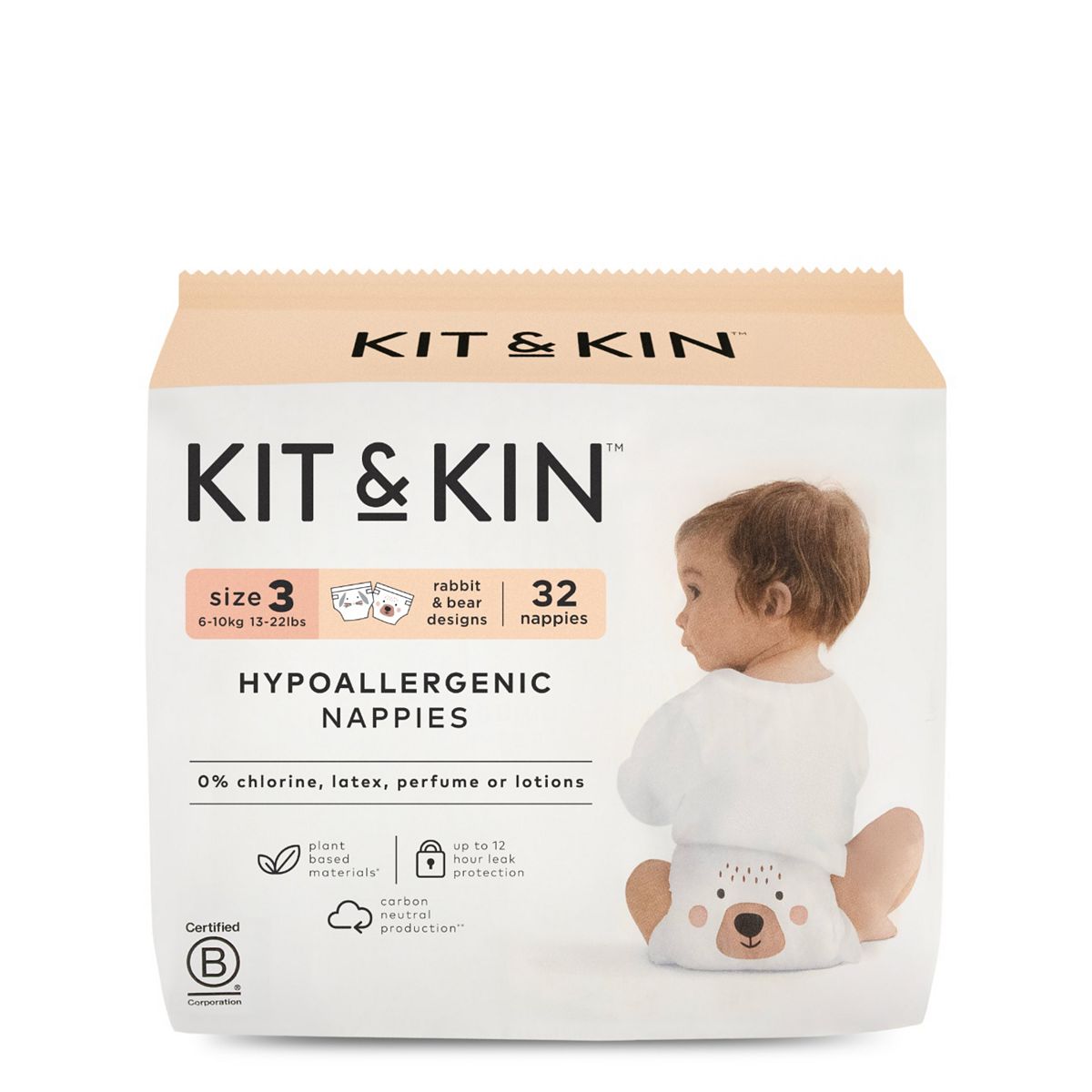 Kit & Kin Size 3 Hypoallergenic Nappies 32 Pack