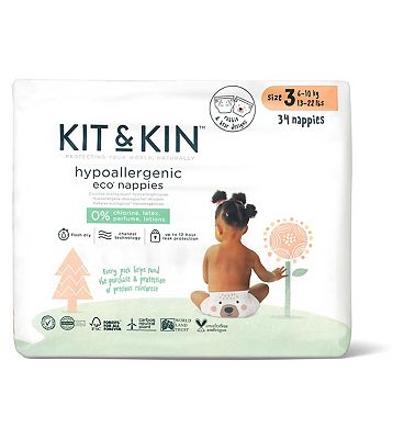 Kit & Kin Eco Nappies Size 3, 32 pack, 6-10kg/13-22lbs