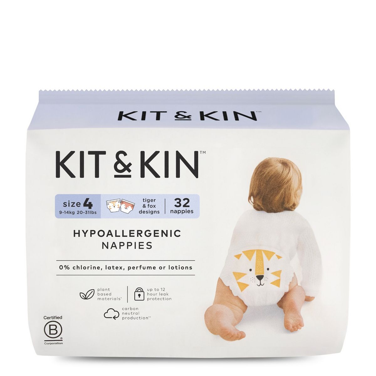 Kit & Kin Size 4 Hypoallergenic Nappies 32 Pack