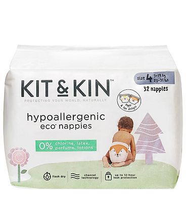 Kit & Kin Eco Nappies Size 4, 32 pack, 9-14kg/20-31lbs