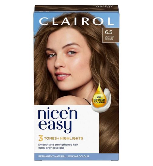 Clairol Nice'n Easy Crème Oil Infused Permanent Hair Dye 6.5 Lightest Brown 177ml